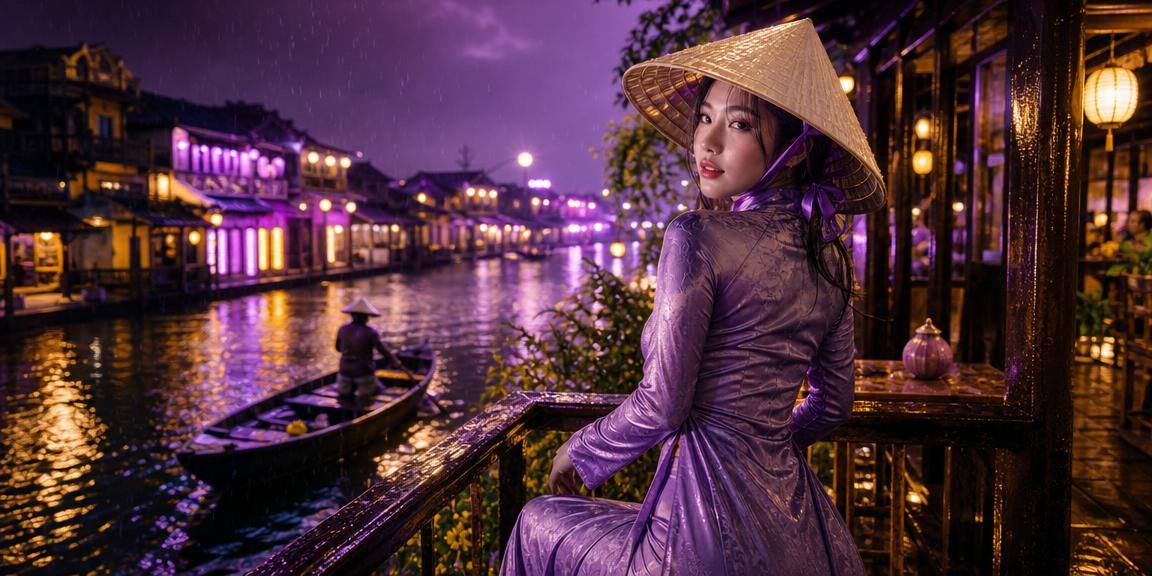 Người phụ nữ mặc áo dài tham gia cá cược tại Hội An